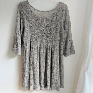 [Free People] Greige Lace Shake It Up Dress